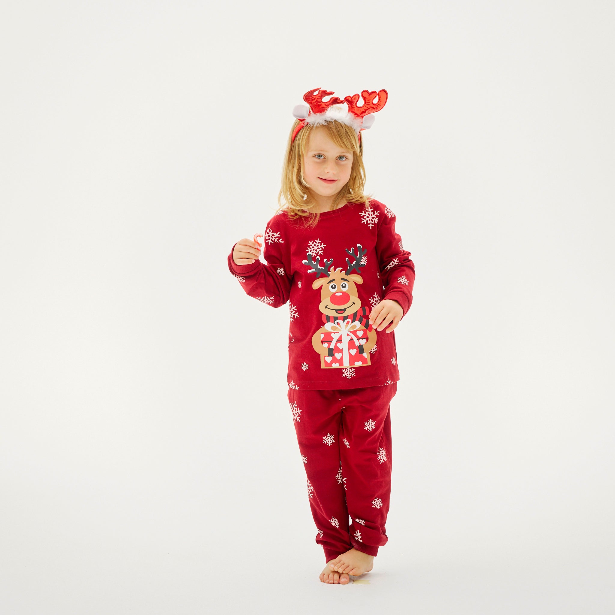 Rudolfs Cute Kerstpyjama Rood - Kinderen.